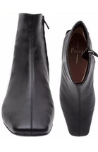 New Linea Paolo Rad Bootie In Black leather zipper ankle boot low heel z... - $96.88