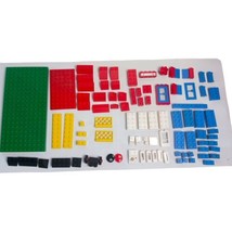 70s Era Lego Red White Blue Yellow Window W/ Glass Roof Doors Board 85+ Pieces  - £10.24 GBP
