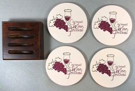 Cincinnati Wine Festival - Coaster Stone - Four Coasters &amp; Wood Stand - £12.58 GBP
