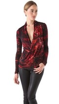 Helmut Lang Midnight Floral Overlap Draped Wool Top Shirt P XS - £78.22 GBP