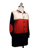 Button Front Cardigan Sweater Red White Blue Elbow Pads Petite Sophistic... - $40.60 CAD