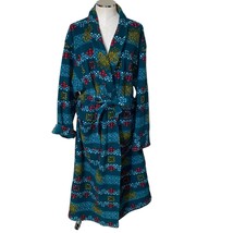 Victoria’s Secret Country Vintage Green Fleece Fair Isle Printed Belted Robe M/L - £40.85 GBP