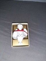 Dept 56 Bone China Angel Ornament With Clip White Red Bow Vintage - £11.79 GBP