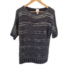 Chicos Womens Sweater Size 1 Blue Striped Sequins Pullover Ethereal Fair... - $625.17 MXN