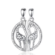 G silver giraffe best friends friendship pendants necklace for 2 pcs set couple jewelry thumb200