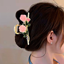 Large Gold wit Rose Acrylic Flower Hair Claw - £6.67 GBP