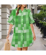 Green Pixel Game Button Front Shirt Dress (Size XS - 5XL) - €29,95 EUR+