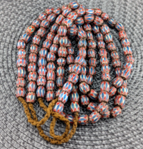 Vintage Old Chevron Venetian Inspired Multilayers 11mm Glass Beads Necklace - $56.14 CAD