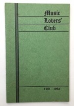 1951 - 1952 Music Lovers Club Program Booklet St. Paul Minneapolis Minnesota - £11.73 GBP