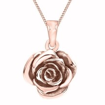14k Chapado en Oro Rosa Hermoso Bloomg Flor Collar con Colgante Cyber Monday - £71.96 GBP