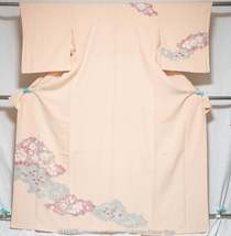 Beige Tsuji ga Hana Houmongi - Genuine Shibori Flowers - Vintage Silk Ja... - £43.96 GBP