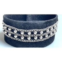 925 STERLING SILVER 2 ROWS BEADS AND CHAINS DESIGN BRACELET WITH HEART C... - $41.18
