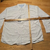 Y2K NEW Vintage Koman Blue Paisley Striped Button Shirt Long Sleeve Mens... - $13.50