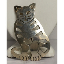 Vintage Large Taxco 925 Sterling Silver Cat Brooch Sky - $72.07