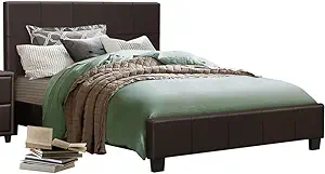Homelegance Lorenzi Faux Leather Upholstered Platform Bed, Cal King, Brown - $486.99