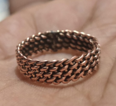 Solid Pure Copper Minimalist Healing Ring, Handmade, Unisex, Braided Wea... - $16.41+