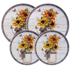 SET OF 4 TIN STEEL STOVETOP BURNER COVERS(2-10,2-8&quot;)GARDEN HARVEST SUNFL... - $25.73