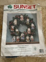 SUNSET Counted Cross Stitch Kit OLD-FASHIONED SANTA ORNAMENTS 18309 12 O... - £7.78 GBP