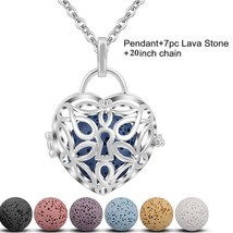 18mm Heart Lock Lava Pendant Perfume Aromatherapy Locket Diffuser Necklace fit V - £17.50 GBP