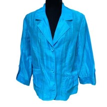 Chicos Turquoise Blue Linen Blend Lightweight Stretch Blazer Size 1 Jacket - £14.87 GBP
