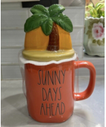 Sunny Days Ahead Orange Mug with Palm Tree Lid-NEW! - $32.81 CAD