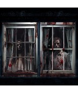 2 Pcs Halloween Ghost Curtain Halloween Window Silhouette Scary Female M... - $22.99