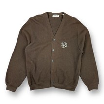 Vtg 60s Izod London Brown Grandpa Cardigan Sweater USA Acrylic Mens Larg... - £28.76 GBP