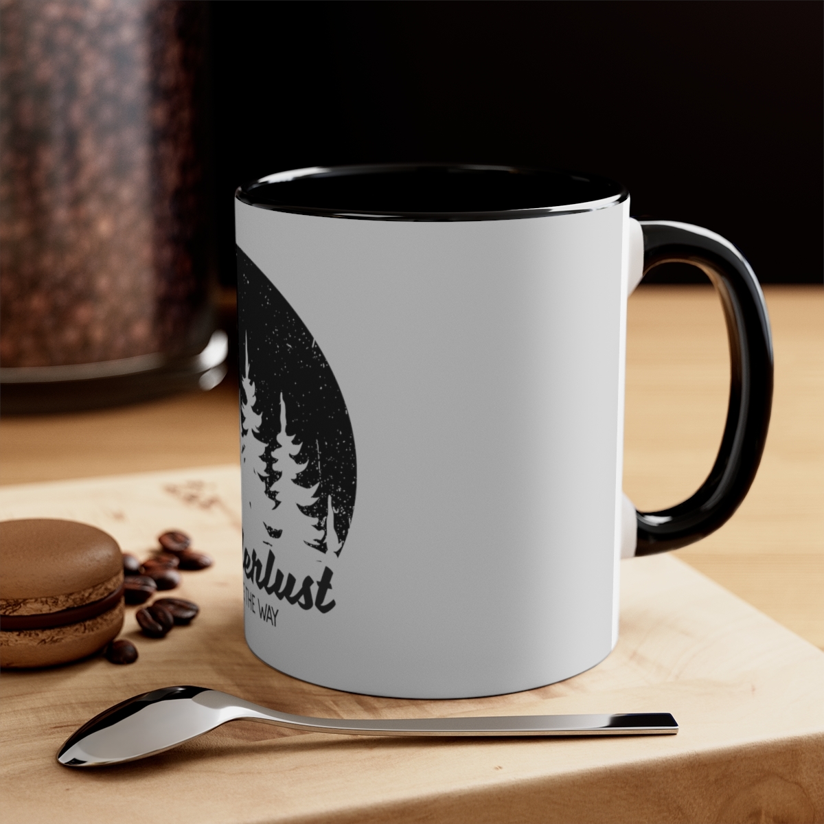 Primary image for Accent Coffee Mug, 11oz, Wanderlust Theme, Black and White Forest Image