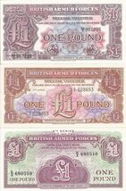 RARE SET of 3 BRITISH ARMED FORCES (BAF) ONE 1 POUND UNC NOTES - SERIES ... - $9.40