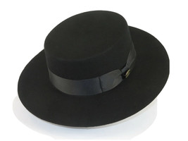 Mens Autralian Wool Boater Hat Wide Brim Bruno Capelo Zayden ZA331 Black New - £48.64 GBP