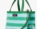 Kate Spade Sam Icon Stripe Sequin Mini Tote Seaside Green Bag KB963 NWT ... - $128.69