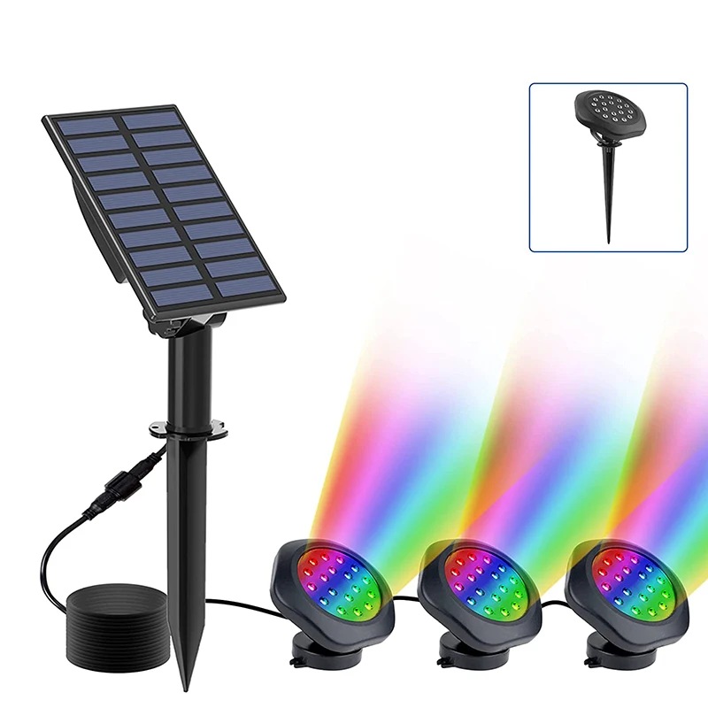 Solar LED Pond Lights RGB 5W 2000mAh Waterproof IP68 scape Lamp for Fish... - £112.59 GBP