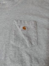 Carhartt Original Fit Long Sleeve T Shirt Mens Sz 2XL Gray Pocket Logo Work READ - £11.17 GBP