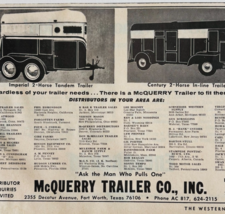 1968 McQuerry Horse Trailer Co Advertisement Fort Worth Texas Vintage DWP9C - $19.99