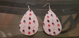 Faux Leather Dangle Earrings (new) ICE CREAM - £4.44 GBP