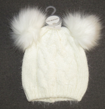 Primark Ivory Cable Knit Double Pom Pom Sweater Hat Beanie - £7.88 GBP