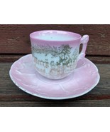 Antique Germany Christmas Old World Santa Claus Pink Lustre Cup Saucer S... - £23.42 GBP