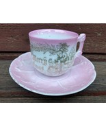 Antique Germany Christmas Old World Santa Claus Pink Lustre Cup Saucer S... - £22.89 GBP