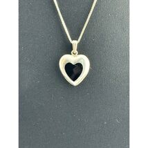 Vintage 925 Sterling Silver Onyx Heart Pendant Necklace - $51.23