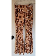 Womens XXS Shein Retro Brown Flowers Wide Leg Pants Leggings - €7,64 EUR