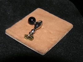 Vintage Black Enamel &amp; Silvertone BOWLING BALL &amp; Pin Charm or Dainty Pendant - £6.01 GBP