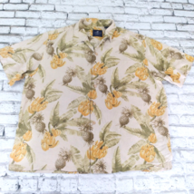 Caribbean Joe Shirt Mens XXL Beige Hawaiian Silk Short Sleeve Button Up Tropical - £17.20 GBP