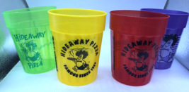 Hideaway Pizza Cups Norman Oklahoma Restaurant Collectible Colorful Set 4 Lot #5 - £18.24 GBP