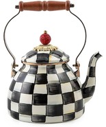 MacKenzie-Childs Courtly Check Enamel Tea Kettle, Decorative Tea Kettle,... - £72.15 GBP