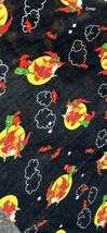 Vintage Halloween Fabric Witches Cats Bats Moon Brooms Black Sky 2 pcs 1.3 yd ea - £12.44 GBP