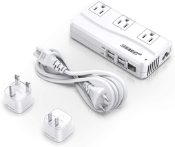 Universal Travel Adapter 220V to 110V Voltage Converter with 6A 4-Port USB Charg - £50.17 GBP
