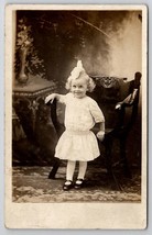 Cambridge Ohio RPPC Darling Little Girl Blonde Hair with Bow c1910 Postcard H30 - £7.15 GBP