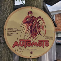 Vintage 1933 Automoto Bicycle & Motorcycle Manufacturer Porcelain Gas-Oil Sign - £98.29 GBP