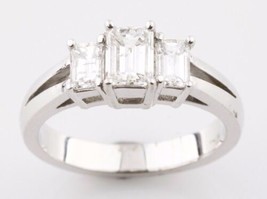 Authenticity Guarantee 
1.36 carat Emerald Cut 3-Stone Diamond 18K White... - £2,851.75 GBP