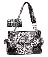 PARADISE Western Cross Leopard Handbag Rhinestone Pocket Purse With Matc... - $80.87 CAD